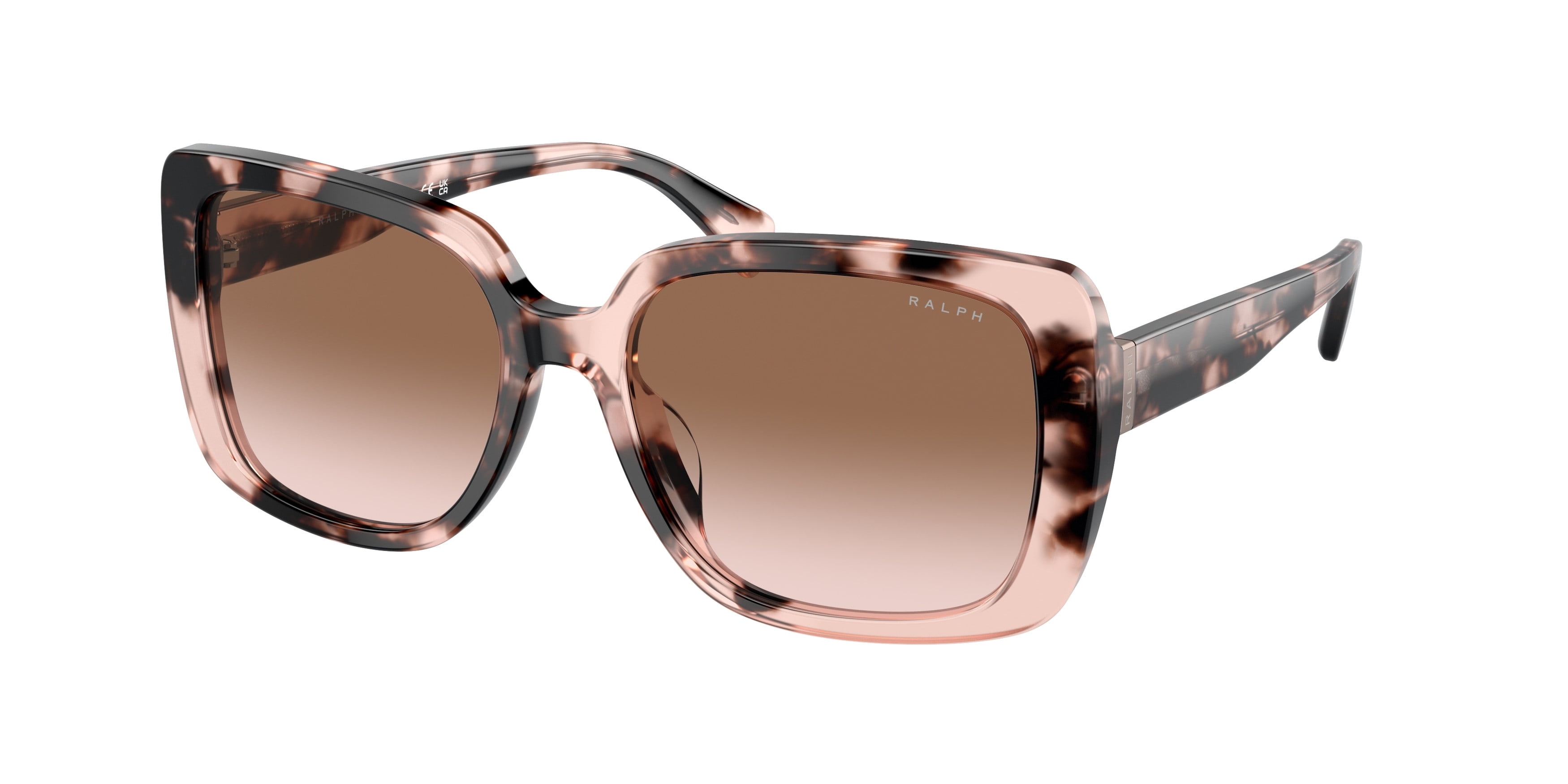 Ralph Lauren RA 5298U Plastic Womens Rectangle Sunglasses Shiny Pink Havana 55mm Adult