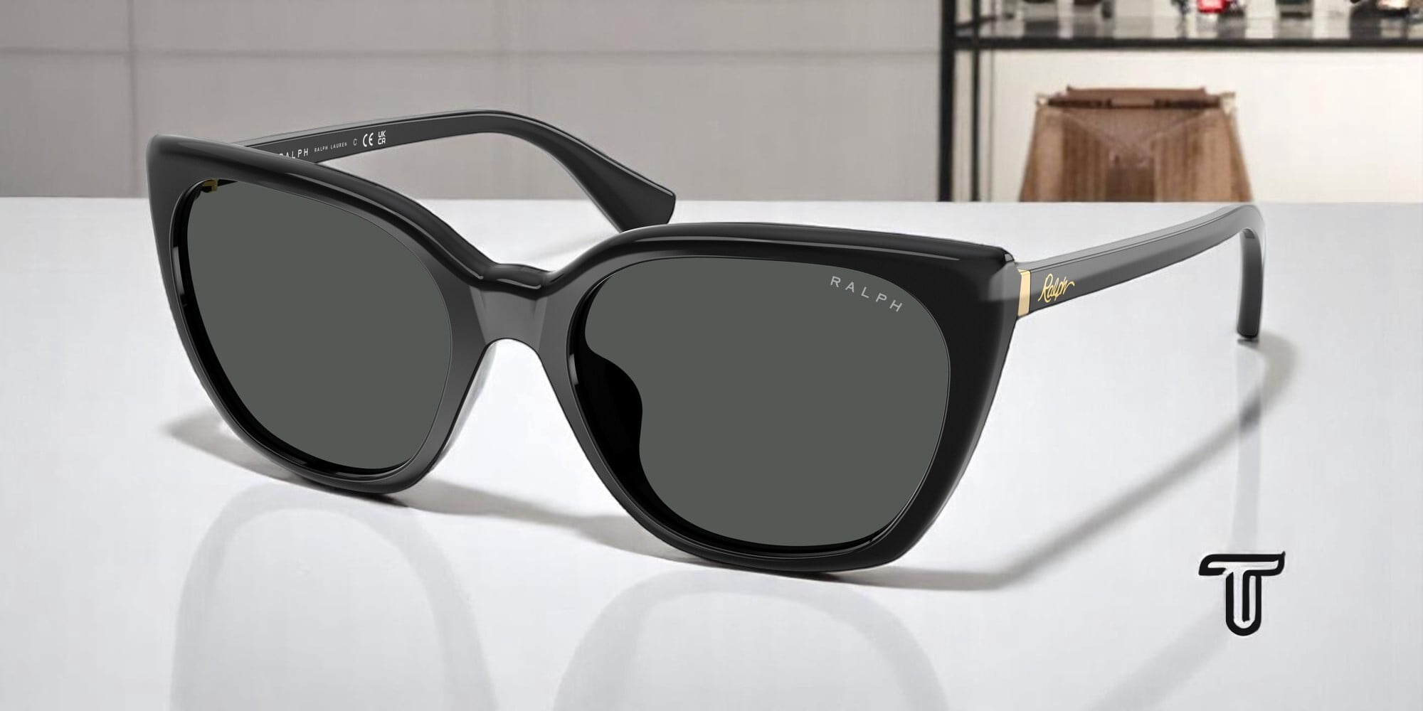 Ralph Lauren RA 5330U Plastic Womens Butterfly Sunglasses Shiny Black 56mm Adult