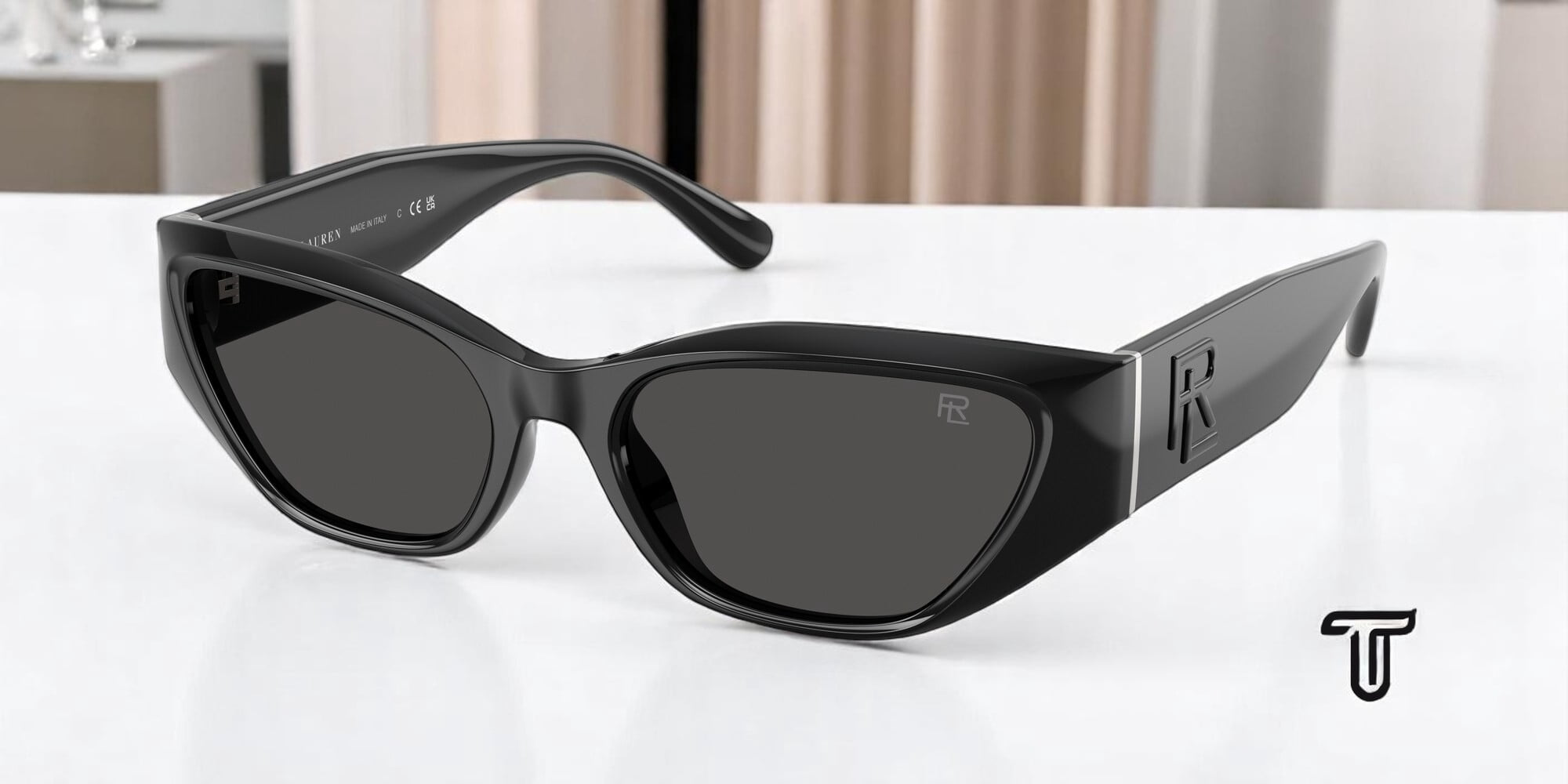 Ralph Lauren Black Women’s Rectangular Sunglasses with case Ralph Lauren Ra 5298u 5001t3 55mm Womens Rectangle  main image 2