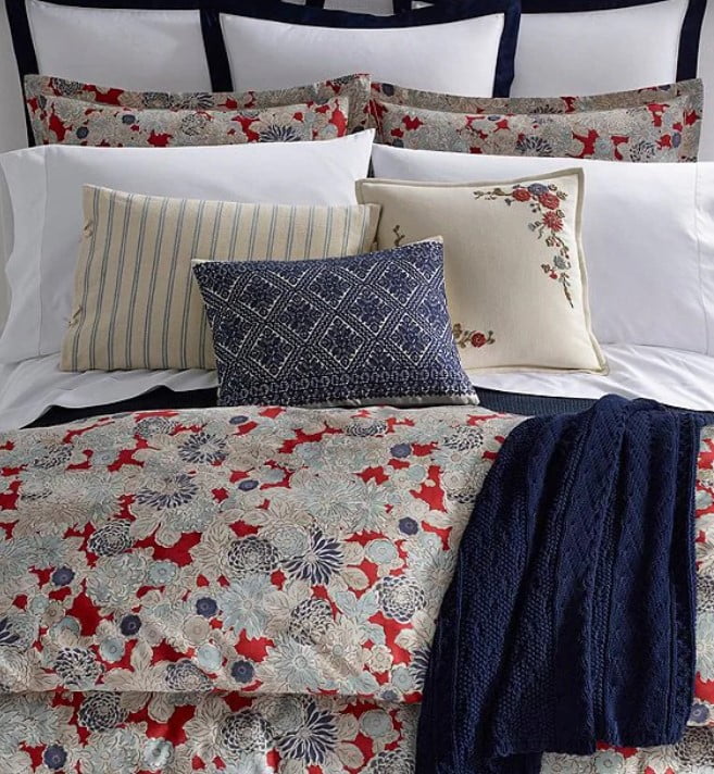 Ralph Lauren Remy Floral Full / Queen Comforter 100 Cotton Multi Red