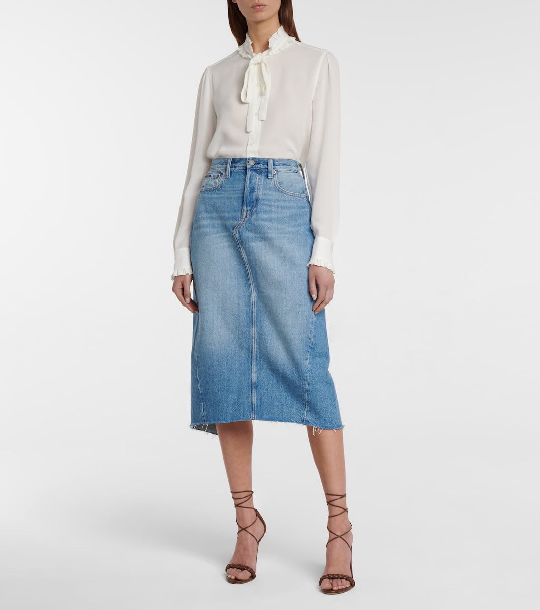 Ralph Lauren TROPHY CREAM Women's Silk Tie-Neck Top, US X-Large