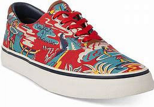 Polo Ralph Lauren Thompson Sneakers Mens Size 9D Red Canvas Slip On‎ Casual NEW Polo Ralph Lauren Men main image 3