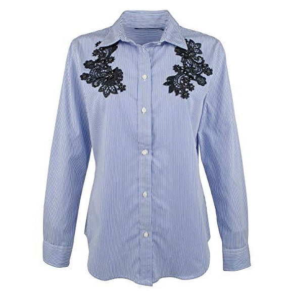 Ralph Lauren Wo Plus Lace-Patch Shirt-WM-1X Womens Size shirt MSRP $202 White 1X