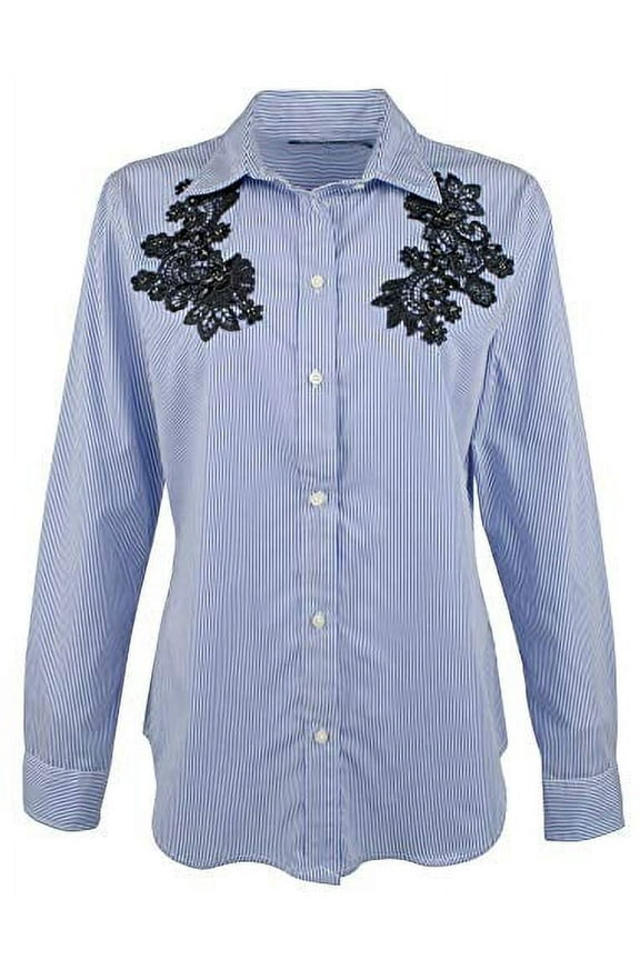 Ralph Lauren Wo Plus Lace-Patch Shirt-WM-1X Womens Size shirt MSRP $202 White 1X