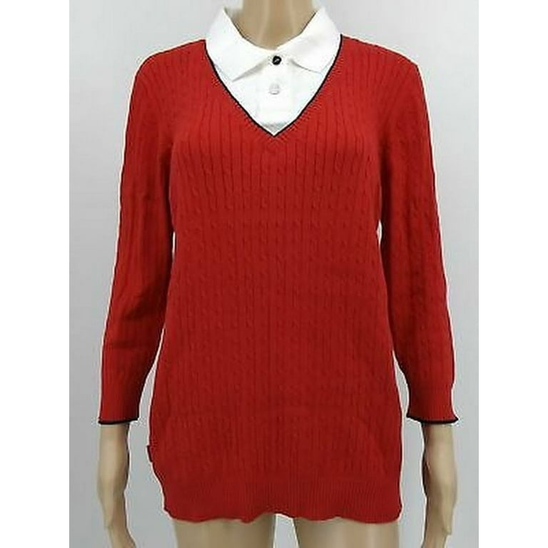 Ralph Lauren Women s Active Golf 2 Cable Knit Sweater Size XL Red