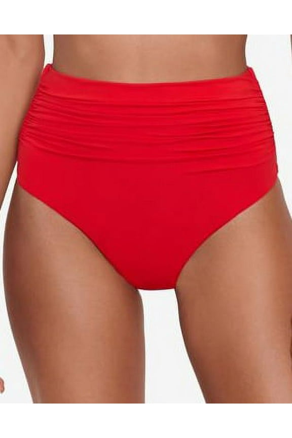 Women's Beach Club Solid High Waisted Bottoms Red Size 12