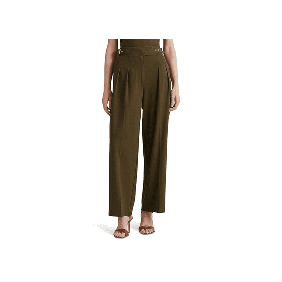 Ralph Lauren Women's Belted Pleated Ponte Cropped Pant Green Size 10