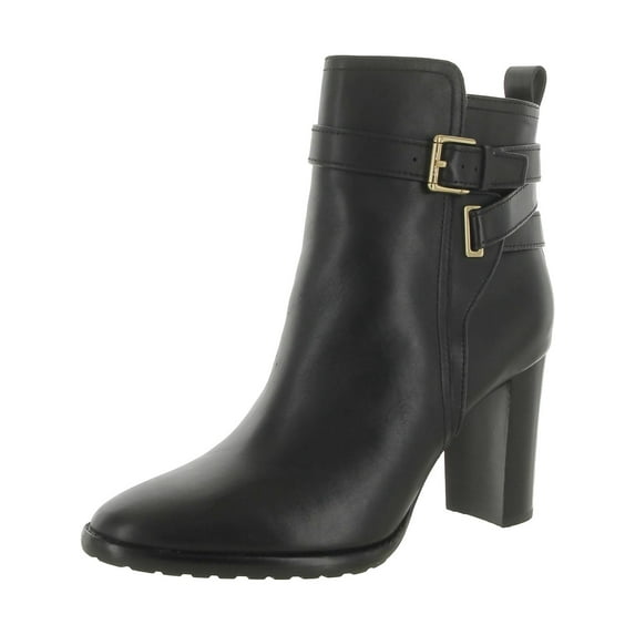 Lauren Ralph Lauren Womens Madisyn Leather Stacked Heel Ankle Boots