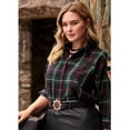 thumbnail image 1 of Ralph Lauren Women's Bullion Patch Plaid Twill Shirt Blue Size 3X, 1 of 4