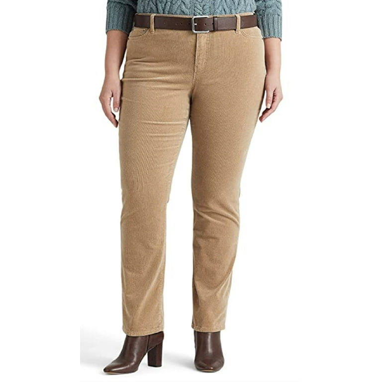Ralph Lauren Women's Corduroy Mid Rise Straight Pant Brown Size 22W 