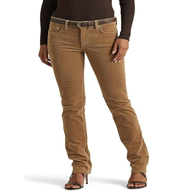 Ralph Lauren Women's Corduroy Mid Rise Straight Pant Pants Brown Size 12