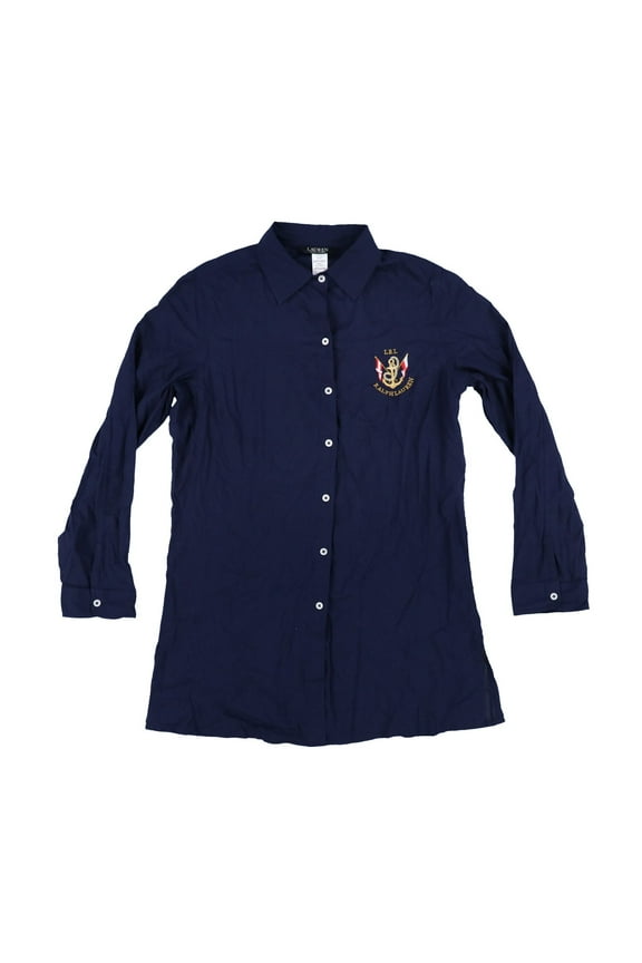 Ralph Lauren Women's Embroidered Sleep Shirt Dark Navy XS