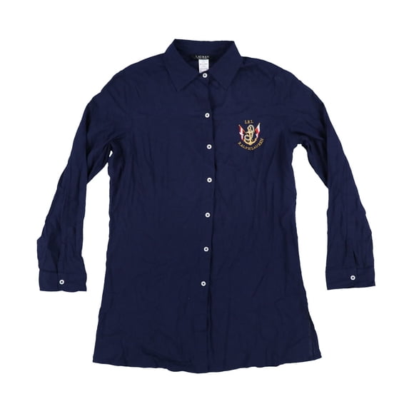 Ralph Lauren Women's Embroidered Sleep Shirt Dark Navy XS