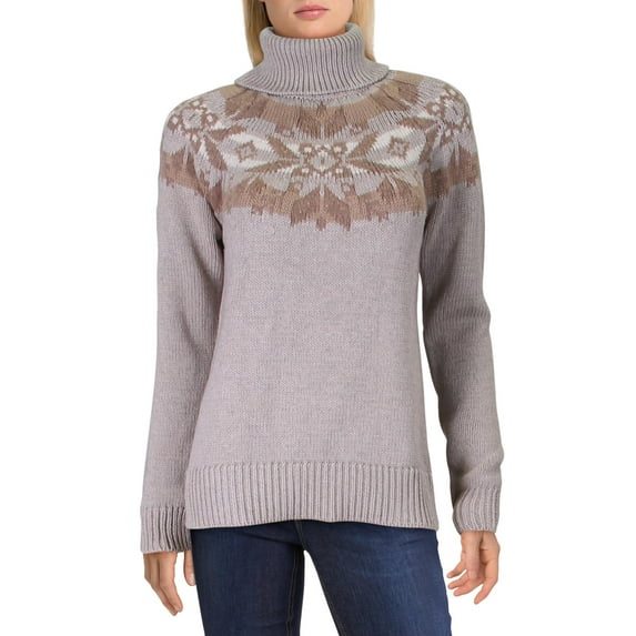 Ralph Lauren Women's Fair Isle Turtleneck Sweater Brown Size X-Small
