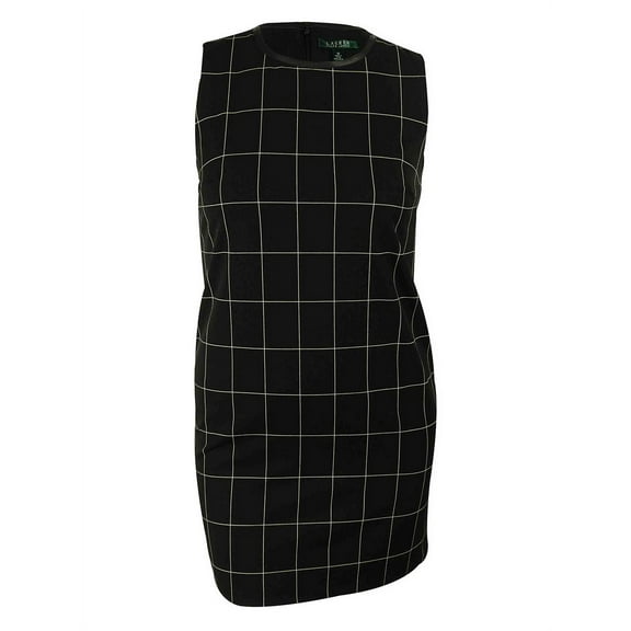 Ralph Lauren Women's Faux Leather Trim Sleeveless Dress