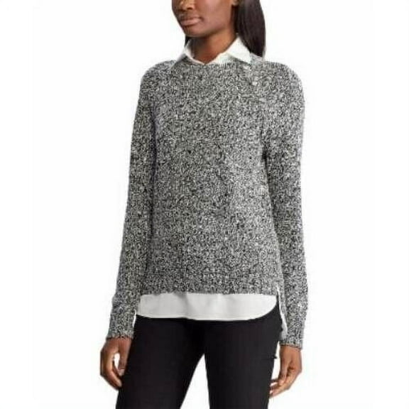 Ralph Lauren Women's Layered Cotton-Blend Sweater Black Size Medium