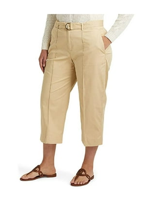 Lauren Ralph Lauren Women's Brown Side-Stripe Twill Wide-Leg Pants