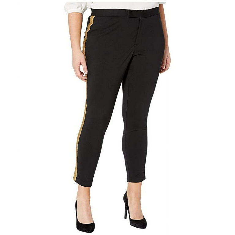 Ralph Lauren Women's Plus Metallic-Trim Ponte Casual Pants Black Size 3X