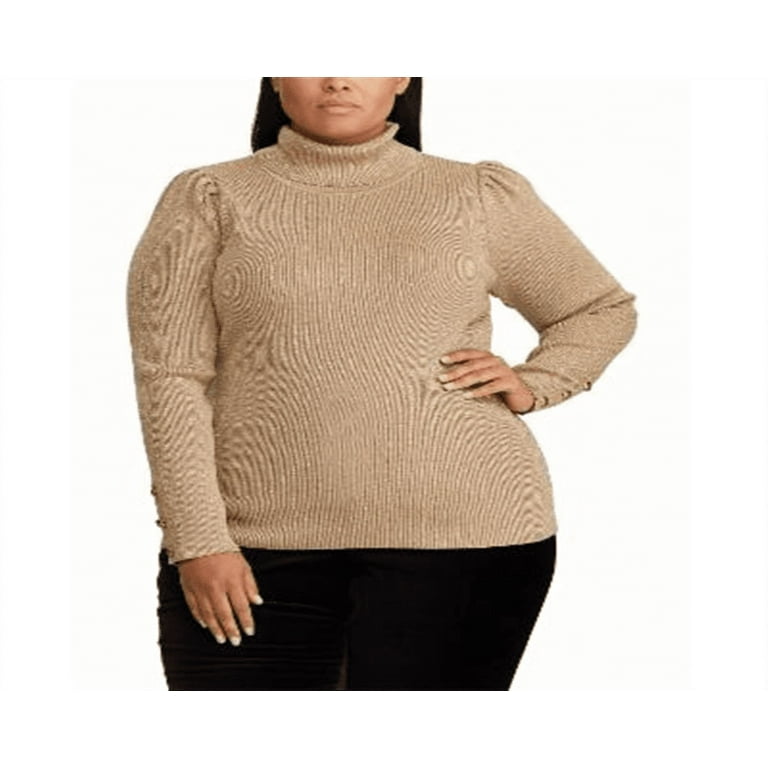 Ralph Lauren Women's Puff Sleeve Turtleneck Sweater Yellow Size 3X 