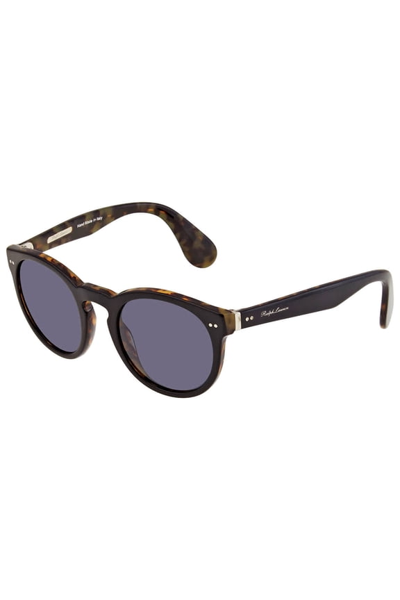 Women's RL8146 Round Sunglasses, Black On Spotty Havana/Smoke, 49 mm