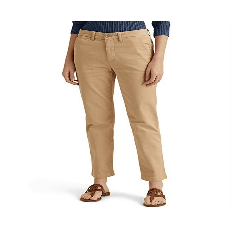Ralph Lauren Women's Slim Fit Stretch Chino Pants Brown Size 16