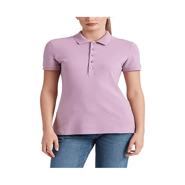 Ralph Lauren Women's Stretch Pique Polo Shirt Purple Size Small