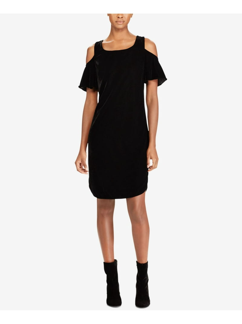 ralph lauren black velvet dress Women's Cold-Shoulder Shift (4, Black) Night outfits plus size laborday2025 It features a sheath Size:13M