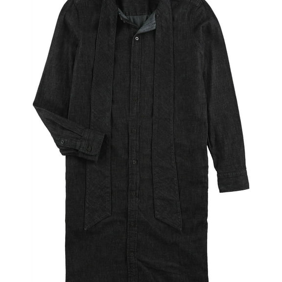 Ralph Lauren Womens Almozino Tie Neck Shirt Dress, Black, 2