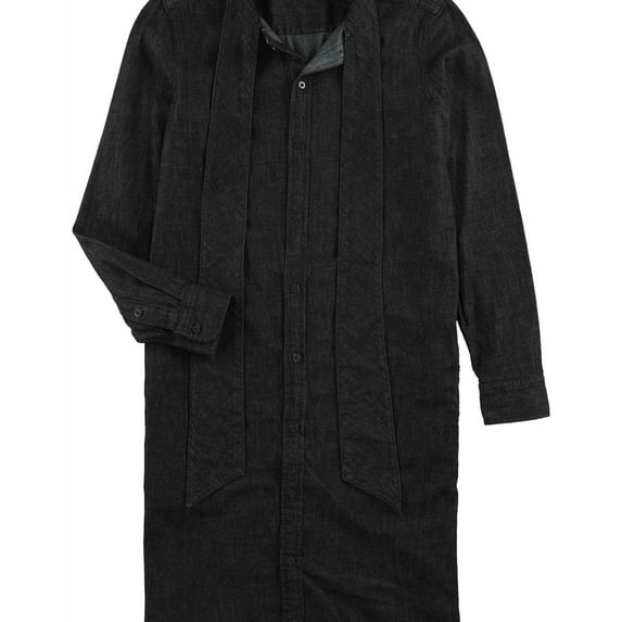 Ralph Lauren Womens Almozino Tie Neck Shirt Dress, Black, 2
