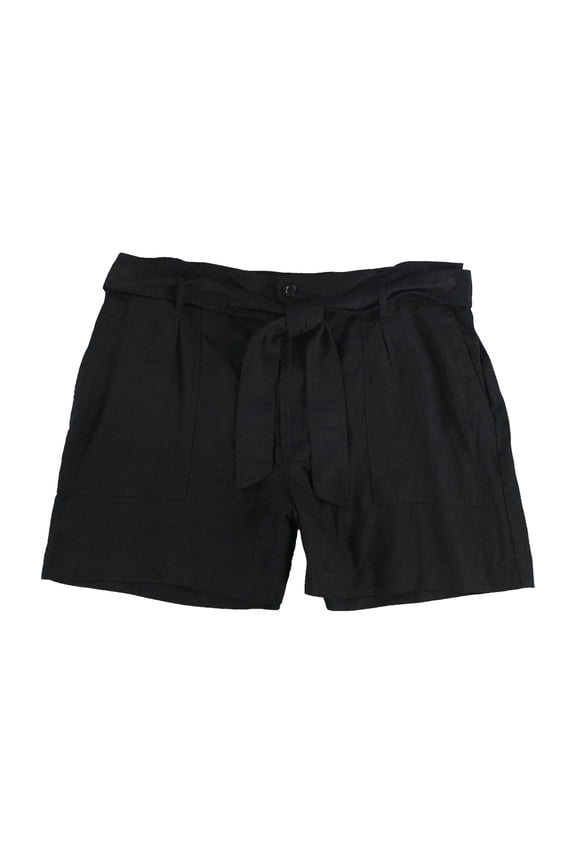 Womens Belted Casual Bermuda Shorts, Black, 14