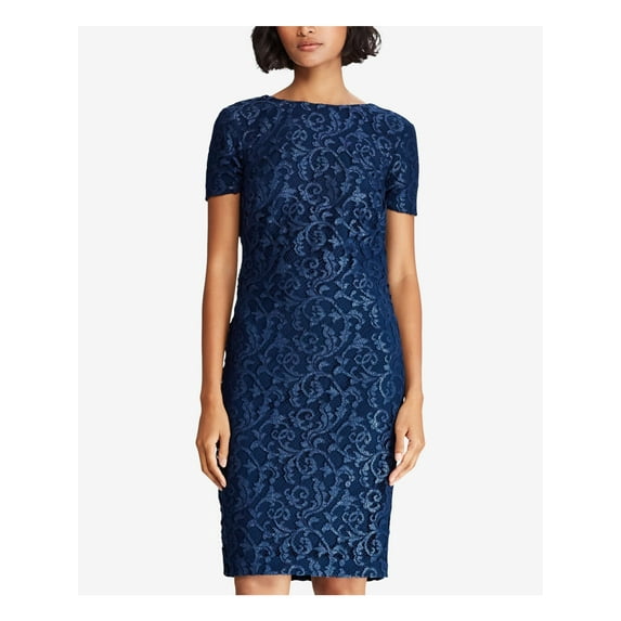 Ralph Lauren Womens Christiana Sheath Dress, Blue, 6