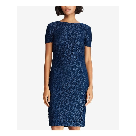 Ralph Lauren Womens Christiana Sheath Dress, Blue, 6