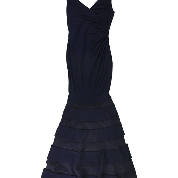 Ralph Lauren Womens Cleveland Tulle Stripe Gown Dress, Blue, 2