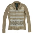 thumbnail image 1 of Ralph Lauren Womens Fair Isle Zip-Up Knit Sweater, Brown, Petite, PXS, 1 of 2