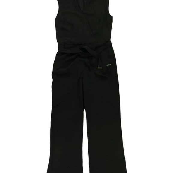 Ralph Lauren Womens Faux-Wrap Jumpsuit, Black, 8