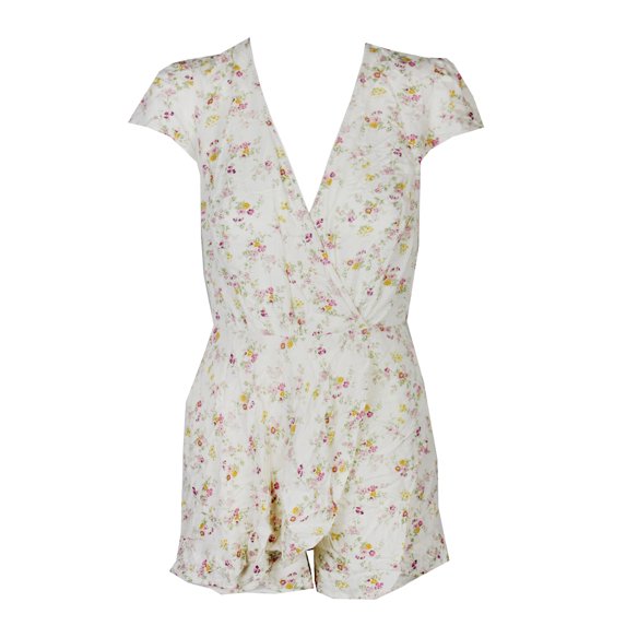 Ralph Lauren Womens Floral Romper Jumpsuit, Off-White, Medium