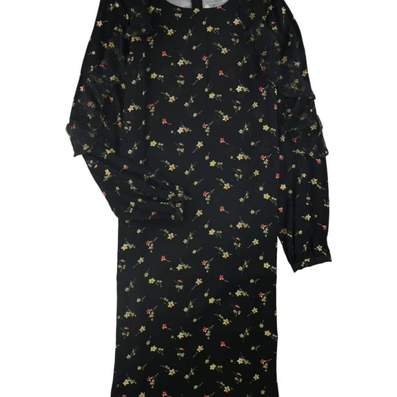 Ralph Lauren Womens Floral Ruffled Dress, Black, 10