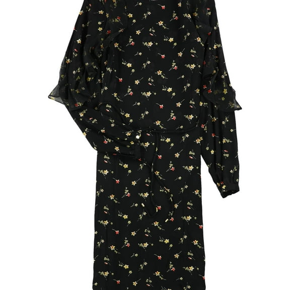 Ralph Lauren Womens Floral Ruffled Dress, Black, 8