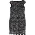 thumbnail image 1 of Ralph Lauren Womens Floral Sheath Dress, Grey, 2, 1 of 2