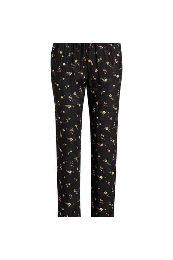 Womens Floral Skinny Casual Trouser Pants, Black, 6