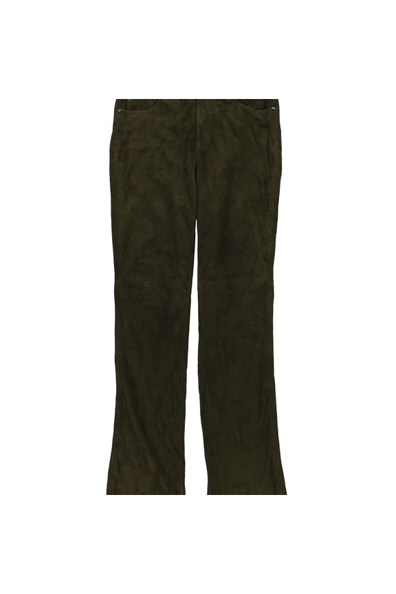 Womens Goat Suede High Rise Boot Jean Casual Trouser Pants, Brown, 4