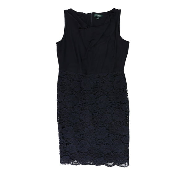 Ralph Lauren Womens Lace Cocktail Dress, Blue, 16