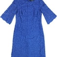 thumbnail image 1 of Ralph Lauren Womens Lace Floral Sheath Dress, Blue, 2, 1 of 2