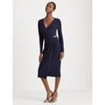 thumbnail image 1 of Ralph Lauren Womens Matte Jersey Sheath Surplice Dress, Blue, 16, 1 of 2