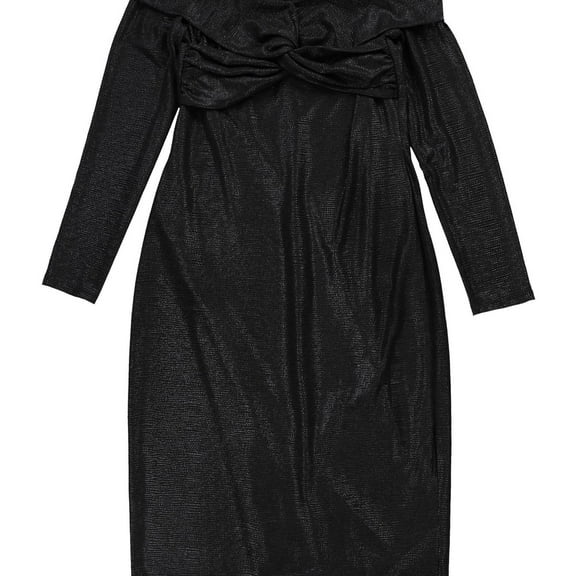 Ralph Lauren Womens Metallic Shift Dress, Black, 14