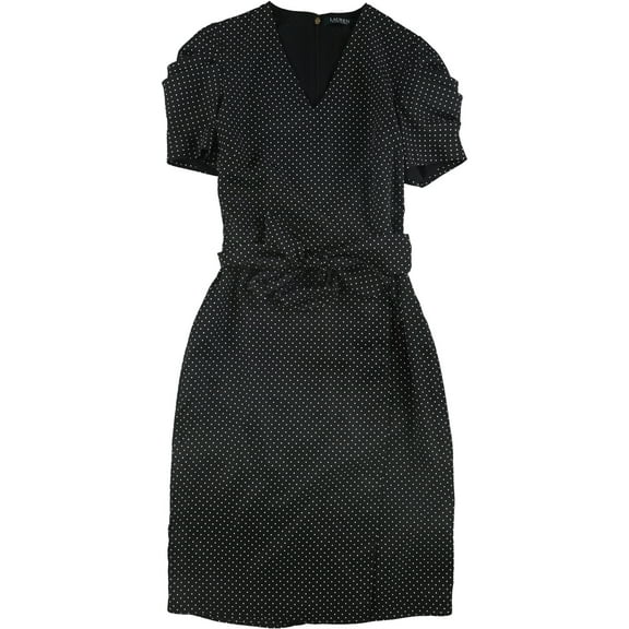 Ralph Lauren Womens Polka Dot Sheath Dress, Black, 8