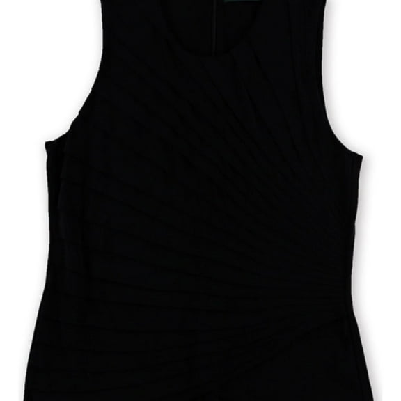 Ralph Lauren Womens Pressed-Pleat Knit Blouse, Black, X-Large