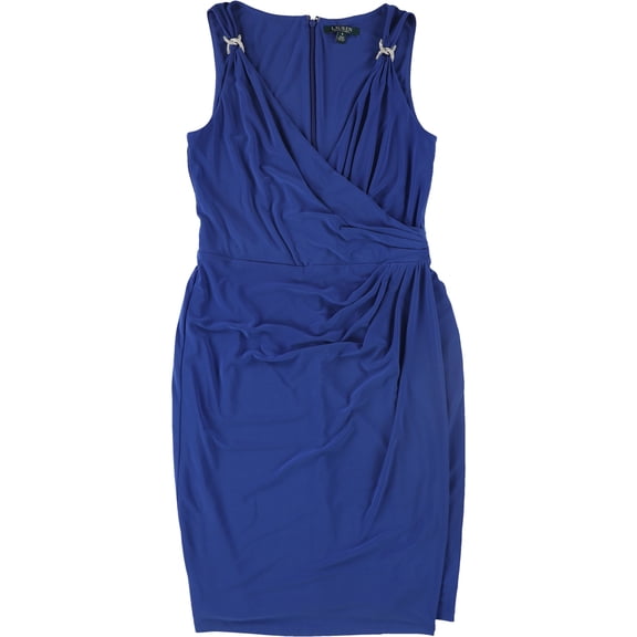 Ralph Lauren Womens Ruched Jersey Dress, Blue, 4