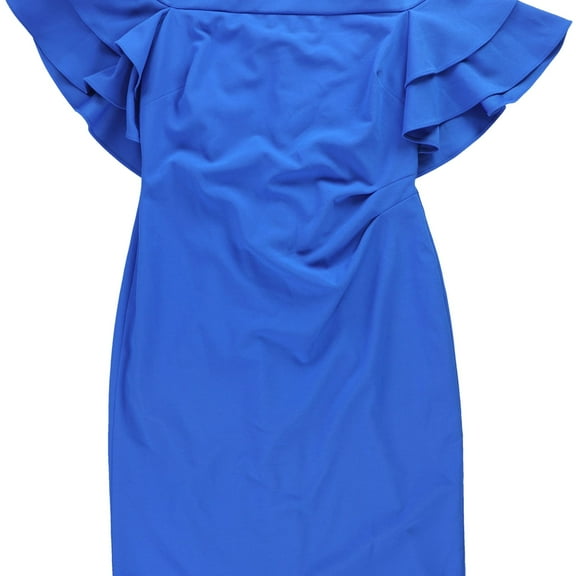 Ralph Lauren Womens Ruffle Off-Shoulder Cocktail Dress, Blue, 12