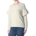 thumbnail image 1 of Ralph Lauren Womens Ruffle Long Sleeve Pullover Sweater, Beige, X-Small, 1 of 2